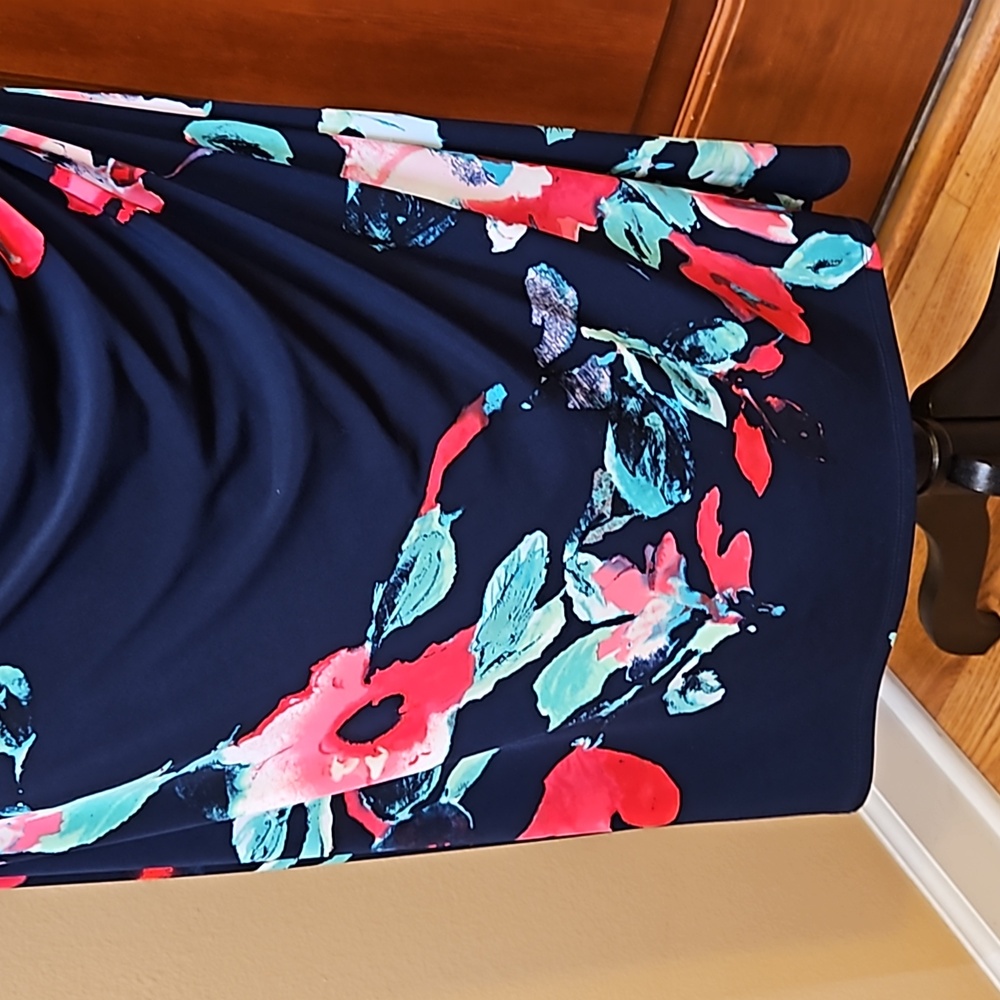 LAUREN RALPH LAUREN DRESS FLORAL 16 BLACK PINK GREEN WHITE Cap Sleeves - Picture 6 of 12